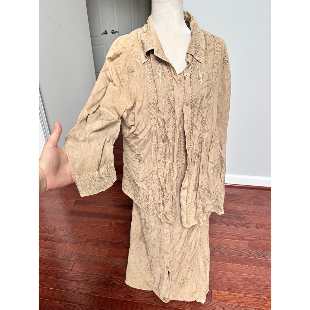 Vintage Embroidered Unique Pattern 2 Piece Sun Dress & Long Sleeve Matching Set - Picture 4 of 12